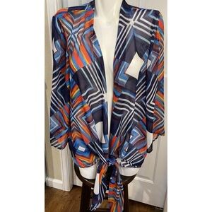 Chenault Open Front Lightweight Cardigan Women's Size XL Purple Blue Orange USA